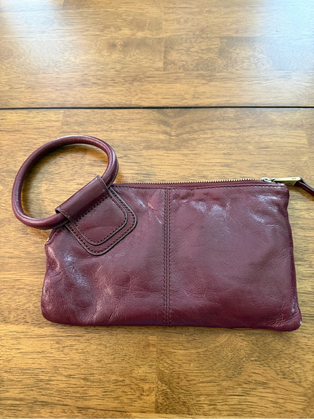 HOBO Leather Wristlet Clutch - Burgundy